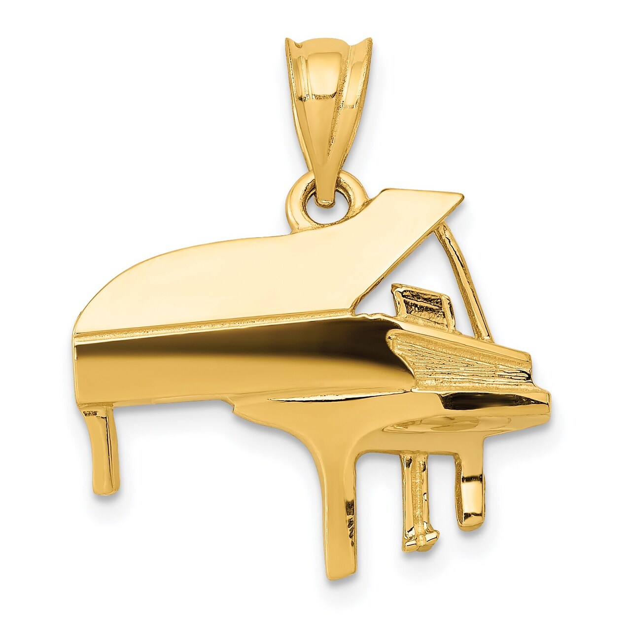 14K Yellow Gold Grand Piano Charm Music Pendant Jewelry 20mm x 18mm
